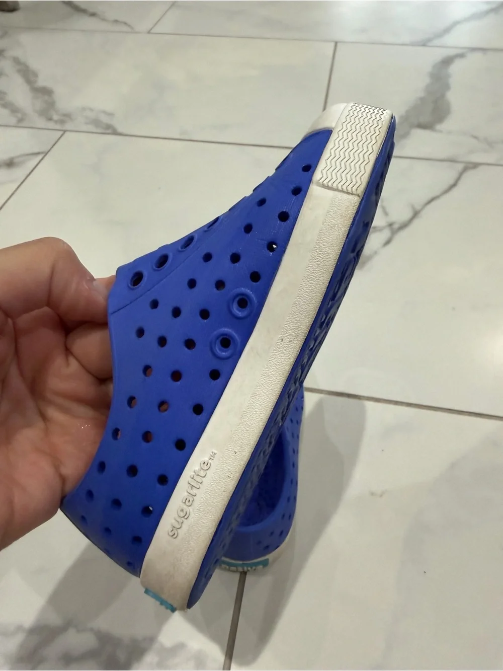 Native Kids Water Shoe Slip-On in Royal Blue with White Toe